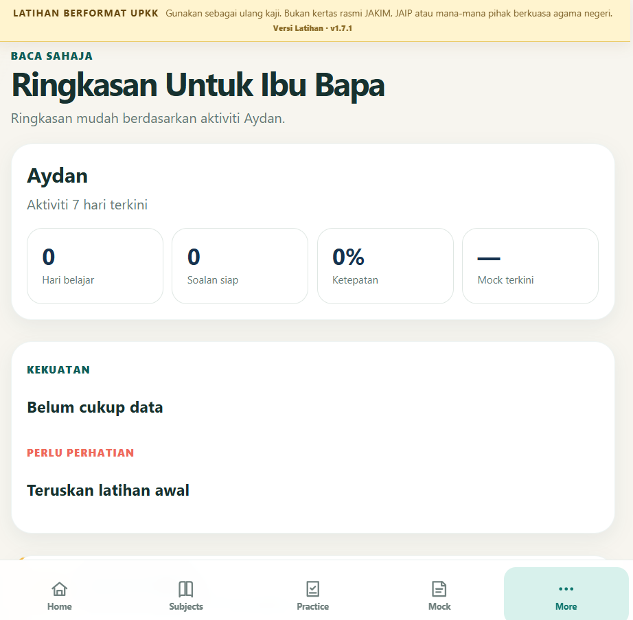 Ringkasan Untuk Ibu Bapa dalam UPKK 9A